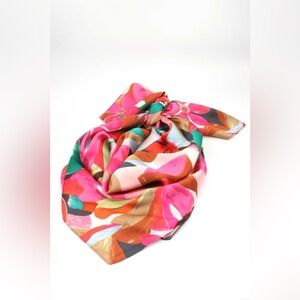 Large Bold Floral Print Silky Square Scarf